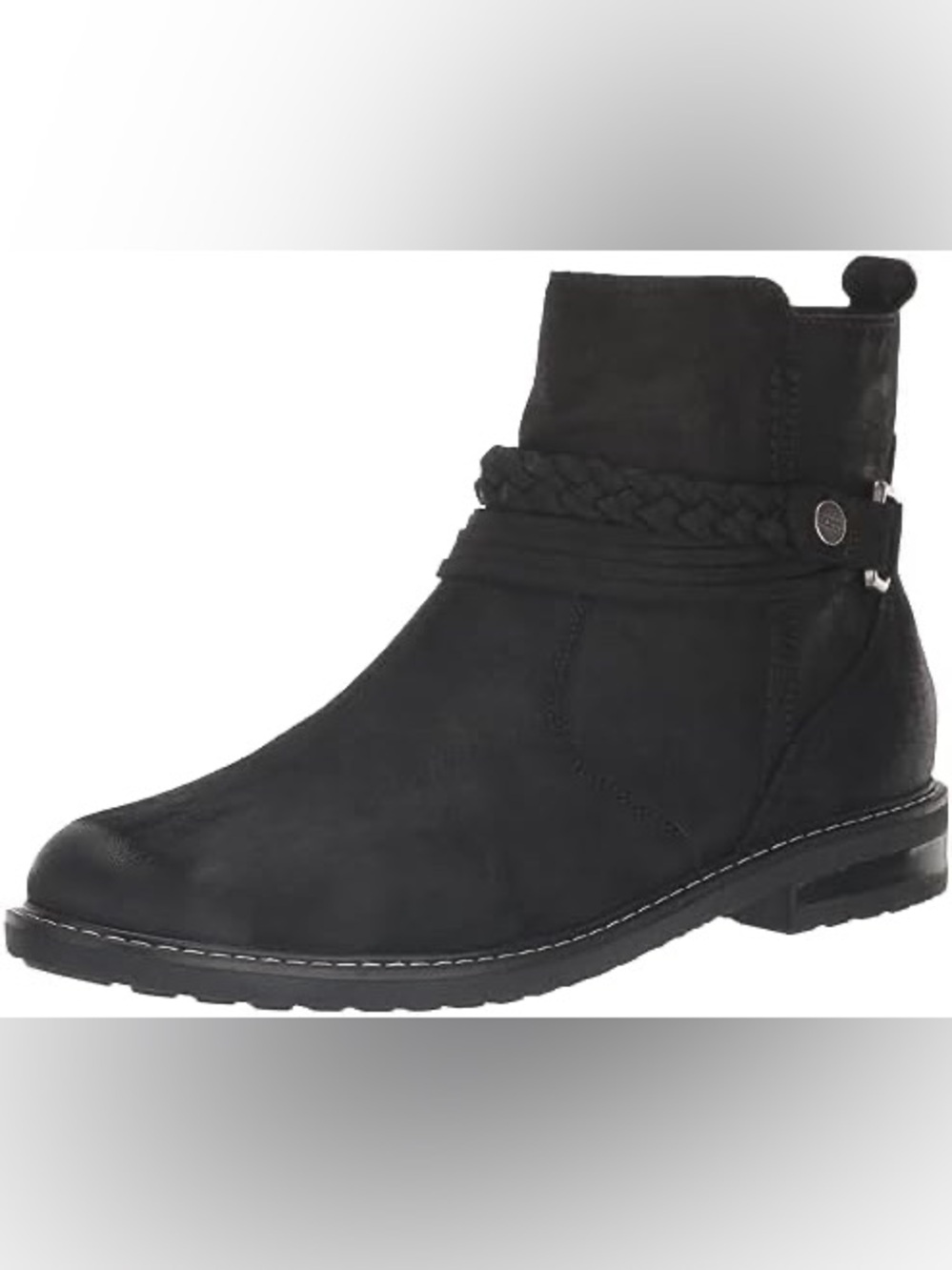 Earth Jeno Black Suede Leather Braided Ankle Boots Womens 6.5 M